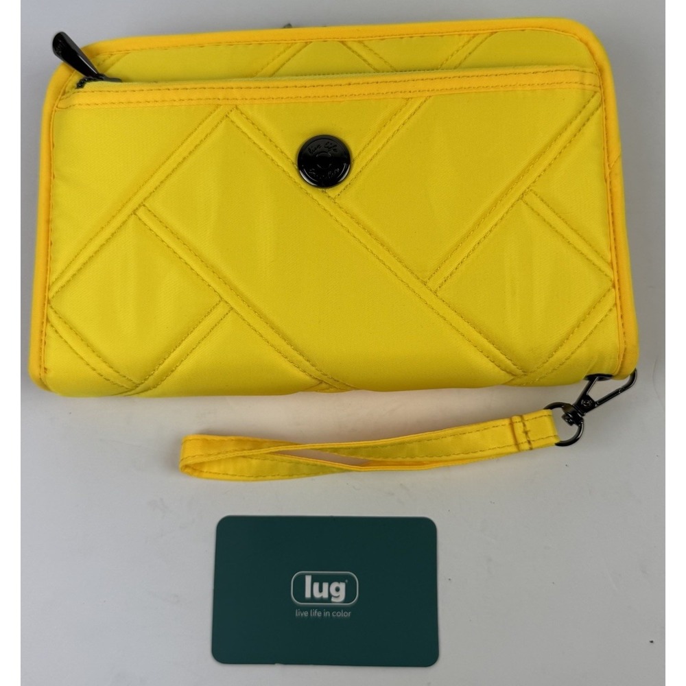 Lug Zeppelin Wallet Wristlet Bright Yellow Nylon Quilted Zip Large Organizer NEW